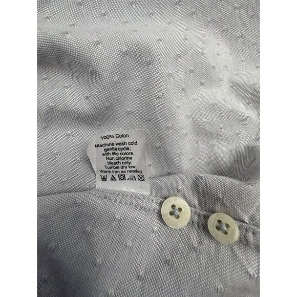J Crew Slim Fit Oxford Shirt Textured Sashiko Dot Dobby LS Light Gray Preppy L - Picture 14 of 15